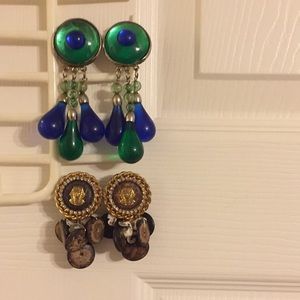 2 pair Vintage 80s clip earrings